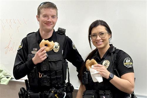  School Resource Officers Steven Herbel and Lyndi Burnley were honored on SRO Appreciation Day.